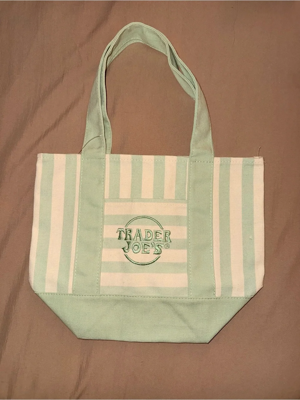 Mint & Cream Trader Joe’s Striped Canvas Tote